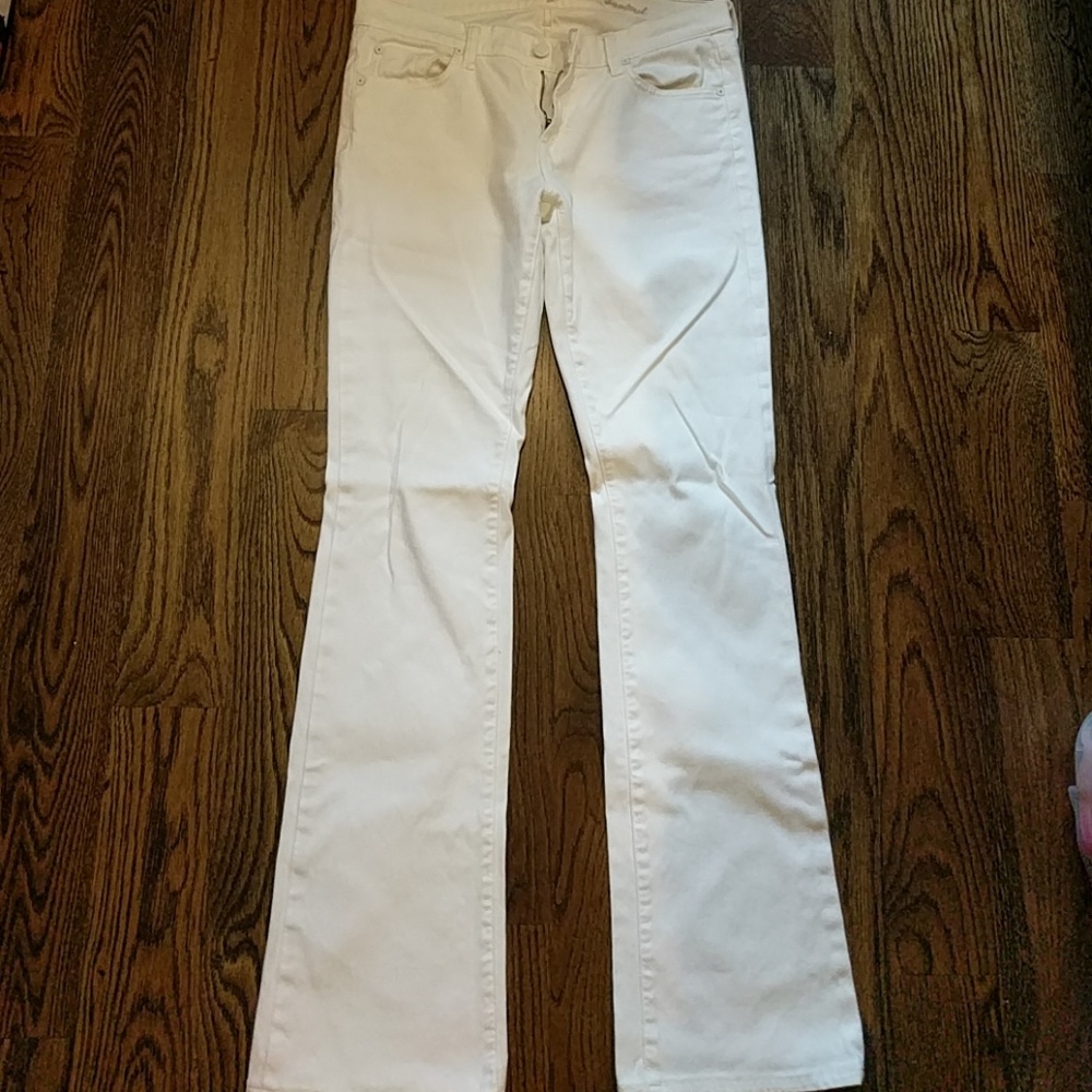 7 bootcut white jeans